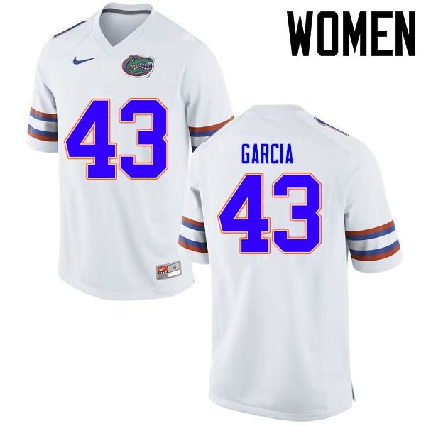 Women's NCAA Florida Gators Cristian Garcia #43 Stitched Authentic Nike White College Football Jersey KWX1065PU